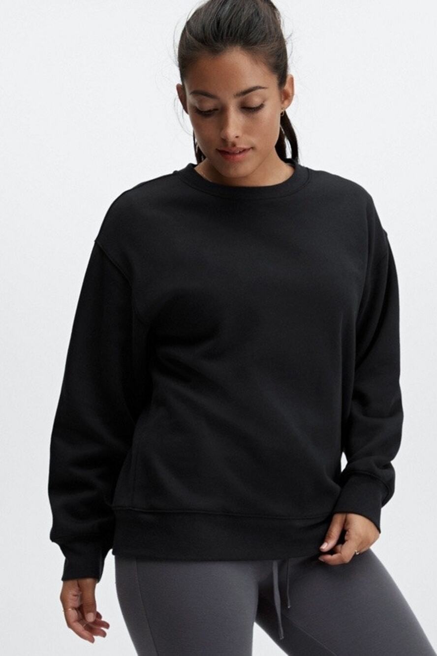 New Fabletics Alina Go-To Crewneck Sweatshirt Black size S